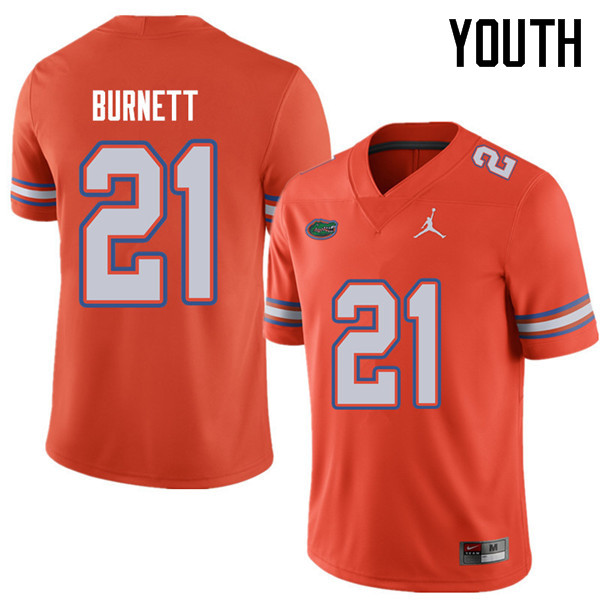 Jordan Brand Youth #21 McArthur Burnett Florida Gators College Football Jerseys Sale-Orange - Click Image to Close